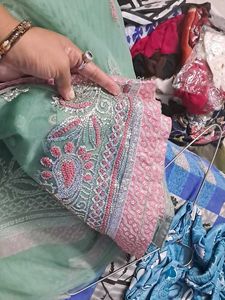 Embroidered Mint Green Saree