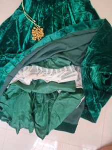 Emerald Green Velvet Lehenga Choli Set