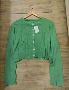 Green Button-Down Cardigan Top
