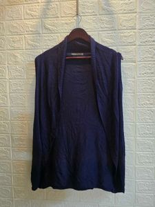Navy Blue Sleeveless Cardigan Vest