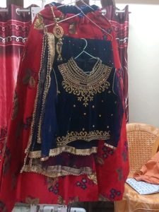 Red Blue Lehanga