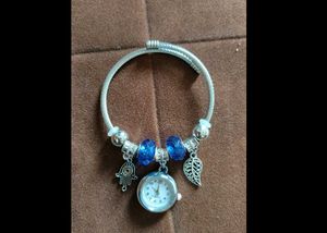 Charm Watch Bracelet with Blue Beads