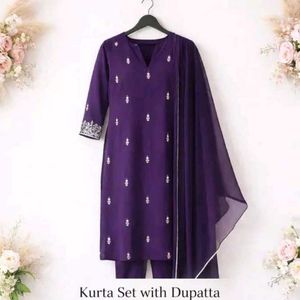 🚫 Free delivery Elegant Purple Kurta Set
