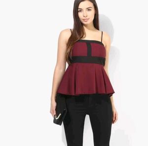 Stylish Red Peplum Top