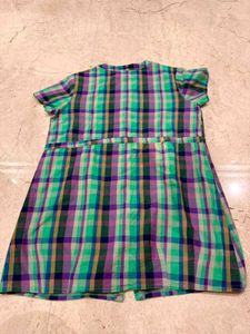 Colorful Plaid Button-Up Dress