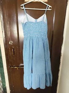 Blue Gingham Tiered Maxi Dress