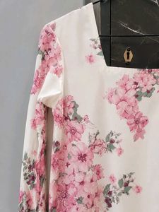 🌸 Floral Square Neck Tie-Back Top/Short Kurti 🌸