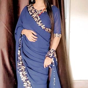 Designer gown Saree with Border