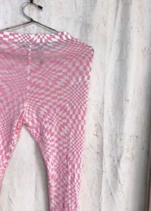 Y2K Pink Checkerboard Flare Pants