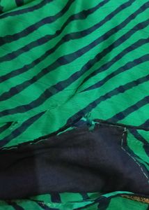 Teal Blue Saree with Navy Stripes