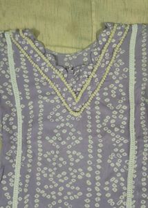 Lavender Printed Kurti with pant