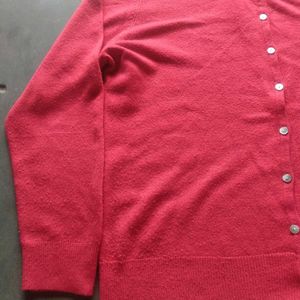 Cozy Red Button-Up Cardigan
