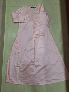 Pink Sequined Neckline Kurta