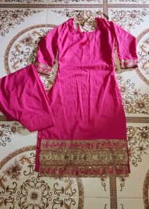 Pink Embroidered Kurta Salwar Set