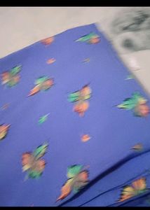 Blue Fabric with Leaf Print
