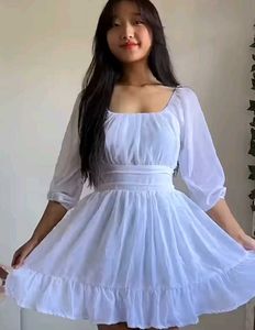 White Mini Dress with Back Tie-Up