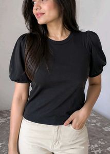Black Puff Sleeve Top