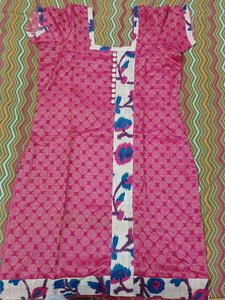 Pink Salwar Kurta Dupatta set in cotton print