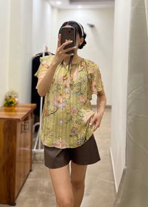 Ramy Brook Flutter Sleeve Yellow Floral Blouse