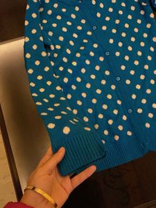 ELLE Blue Polka Dot Cardigan