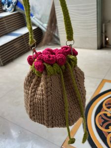 crochet flower potli bag