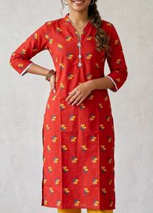Stylish Red Printed Kurta