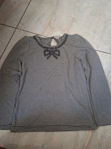 Striped Long Sleeve Top with Bow Detail