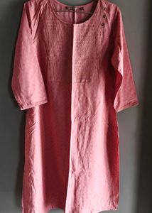 Pink Textured Kurta