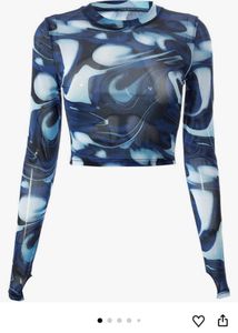 Blue Swirl Mesh Crop Top