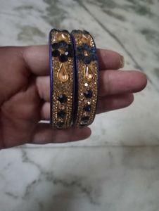Sparkling Blue & Gold Bangles
