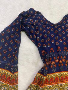 Blue Printed Short Kurti &amp; pant