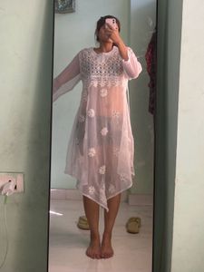 White Chikan-Gota Kurta