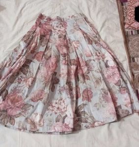 Vintage Floral Print Pleated Skirt