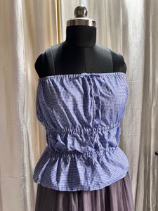 gingham blue tube top