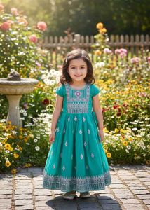 Beautiful Teal Embroidered Dress