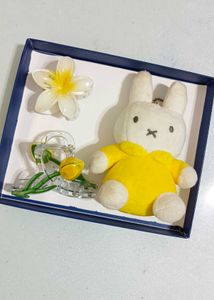 Cute Miffy Plush Keychain & Hair Clips Set