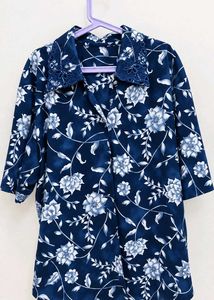 Blue Floral Print Kurta