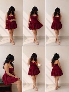 Sparkly Red Velvet Strapless Dress