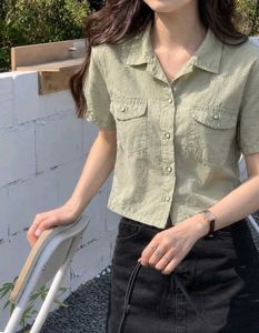 New with tag Stylish Light Green Cropped Shirt