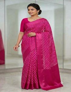 Vibrant Pink Striped Saree
