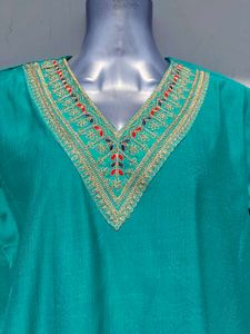 Elegant Teal Kurta Set with Embroidery