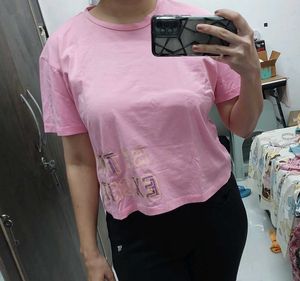 madame Pink Graphic cropped top