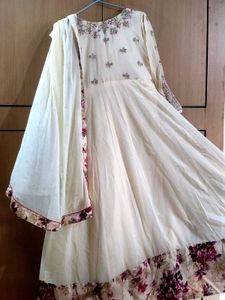 Elegant Cream Floral Anarkali