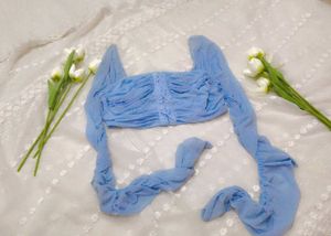 Pretty Little Thing Baby Blue Crop Top