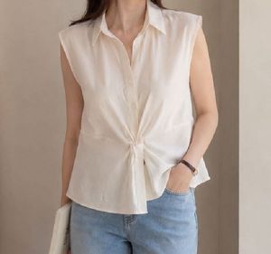 Cream Sleeveless Shirt