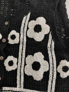 brand new Vintage Black Floral Crochet Vest
