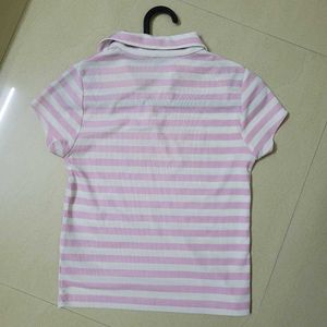 Nuon Pink and White Striped T Shirt