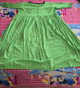 Green Printed Anarkali Kurta