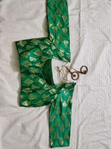 Green &amp; Gold Brocade Blouse
