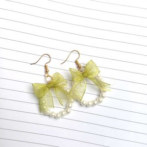 Cute Bow Pearl Hoop Earrings💚